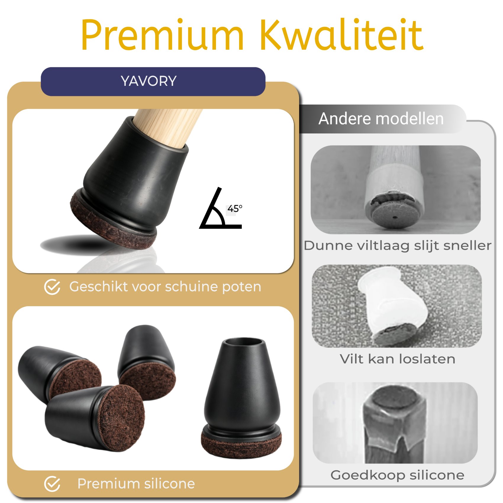 Vergelijking: Yavory premium silicone met dikke viltlaag tegenover dunne, goedkope modellen